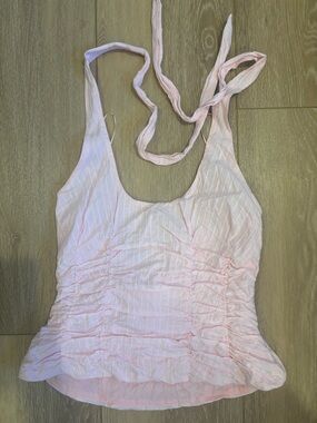 Princess Polly Pastel Pink Ruched Tank Halter Tie